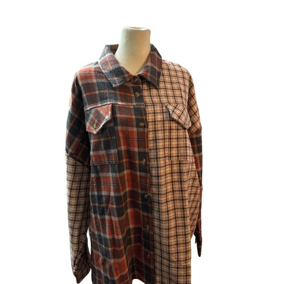 Haptics Boutique Flannel Women's Brown& Orange  Long Sleeve Shirt Size 3X - Picture 2 of 8